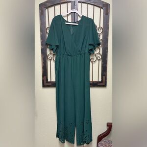 Bloom chic green short sleeve pant jumpsuit